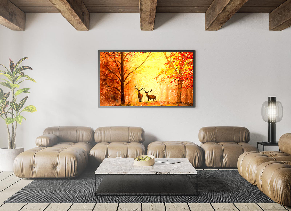 Canvas Painting - Deer in the Forest at Night