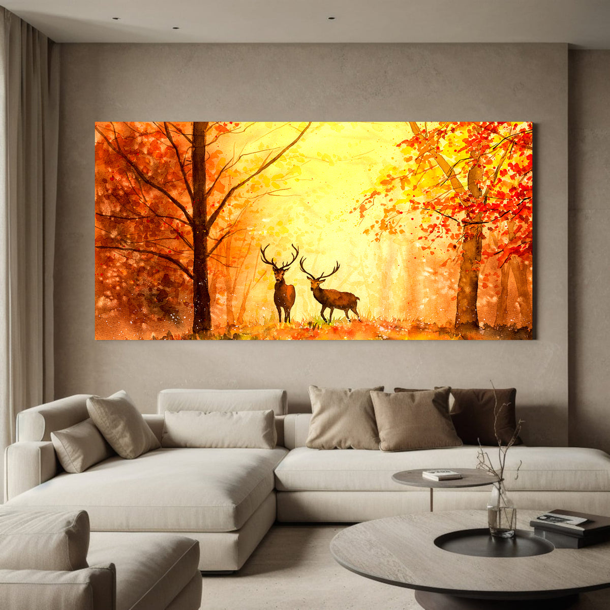 Canvas Painting - Deer in the Forest at Night