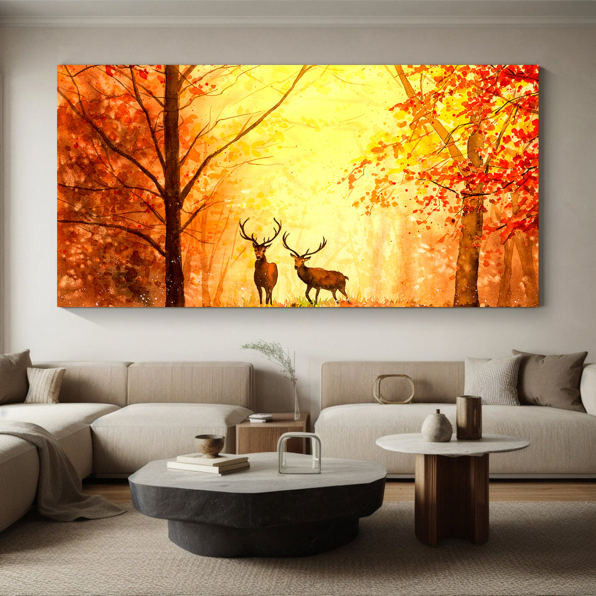 Canvas Painting - Deer in the Forest at Night