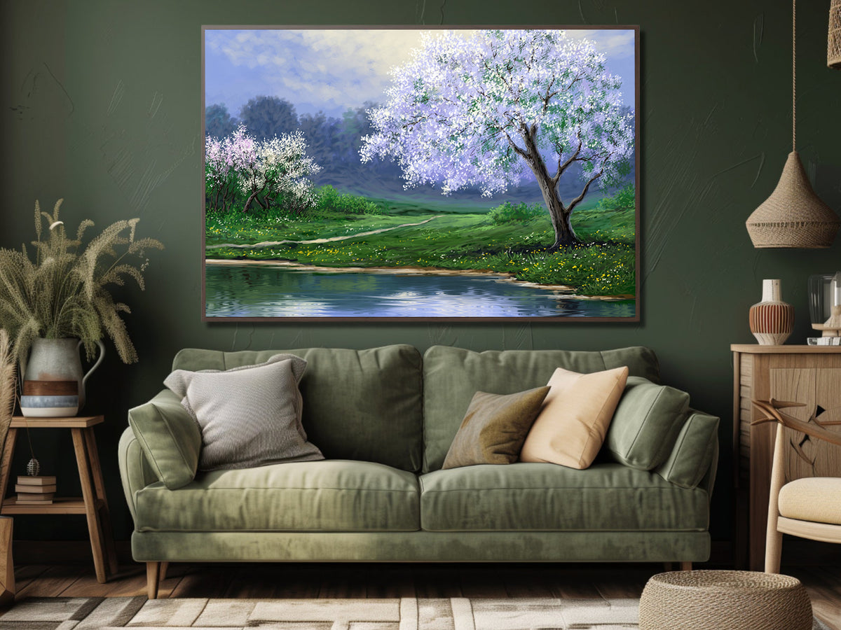 Canvas Painting - Tree with Purple Flowers