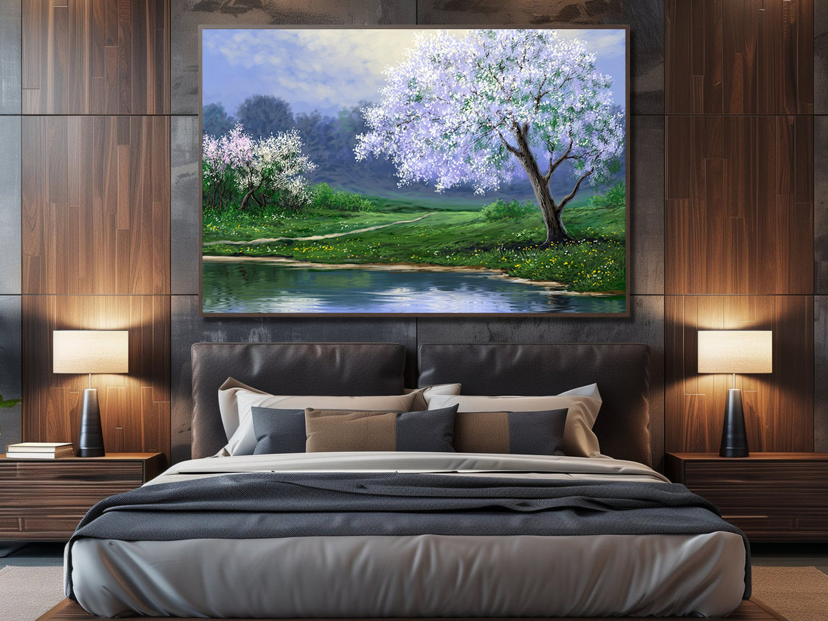 Canvas Painting - Tree with Purple Flowers