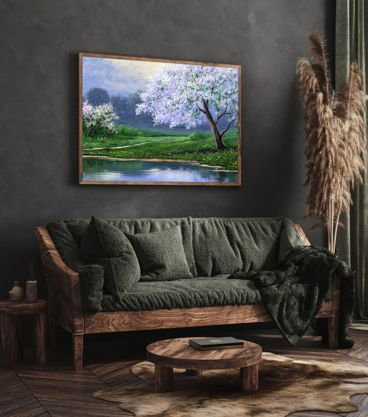 Canvas Painting - Tree with Purple Flowers