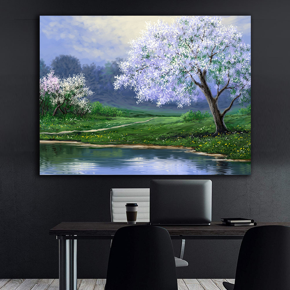 Canvas Painting - Tree with Purple Flowers
