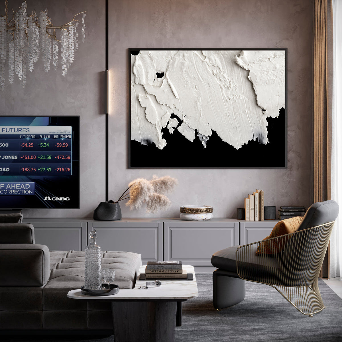 Canvas Painting - Black and White Abstract