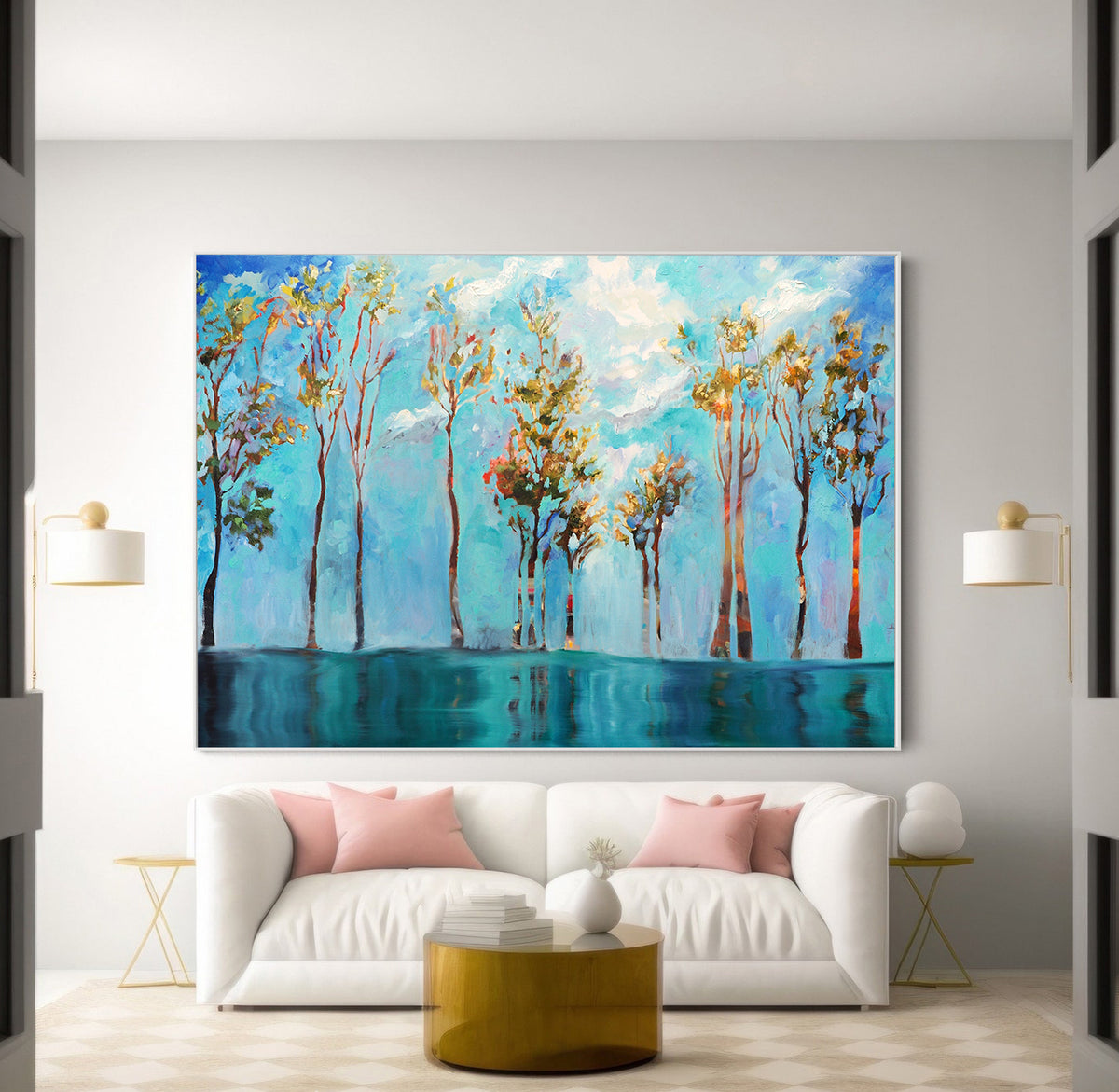 Canvas Painting - Trees with Green Leaves