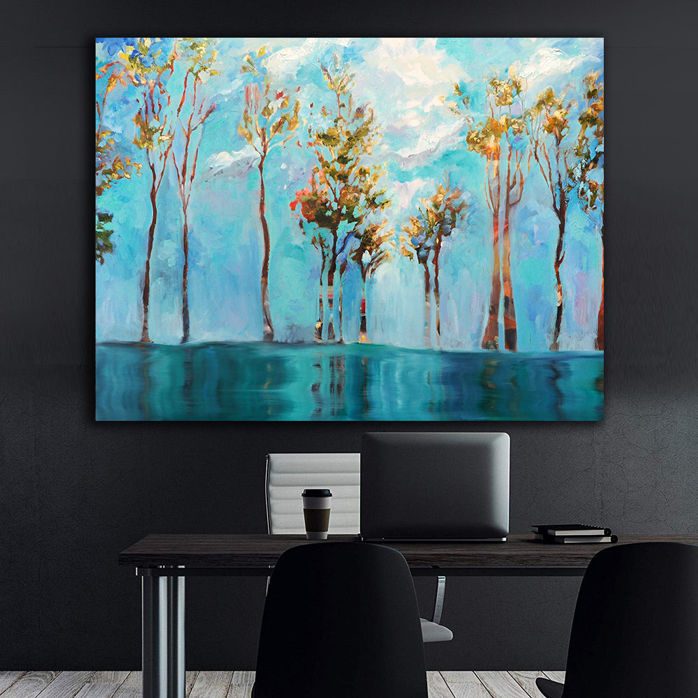 Canvas Painting - Trees with Green Leaves