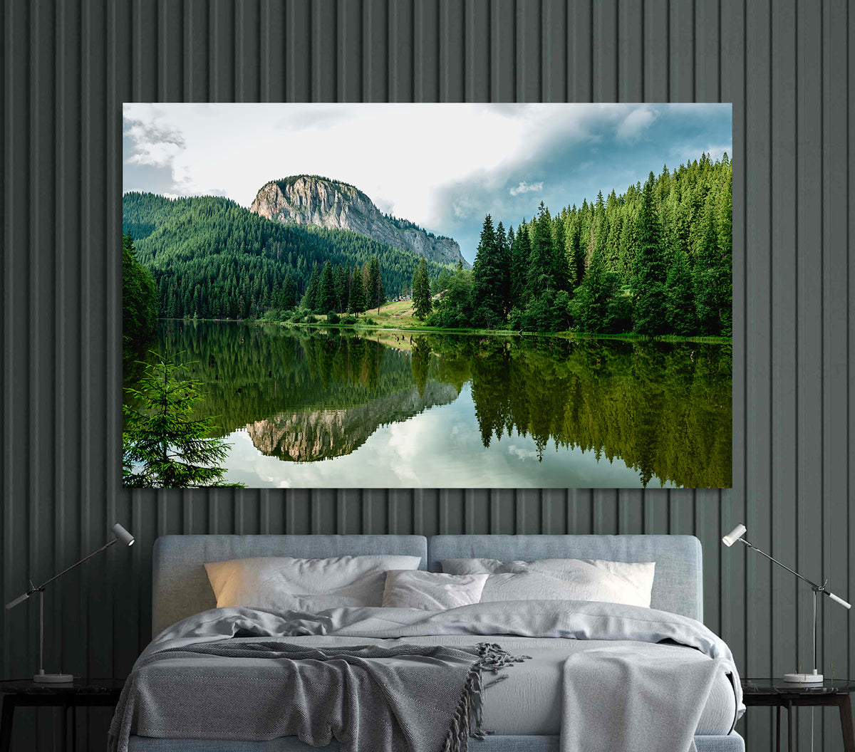 Canvas Painting - Lake in the Forest Landscape