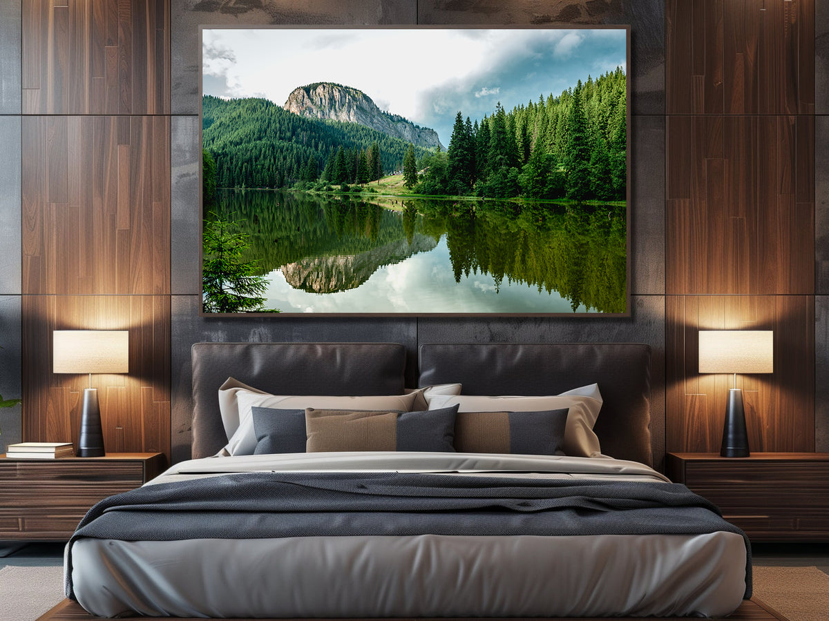 Canvas Painting - Lake in the Forest Landscape
