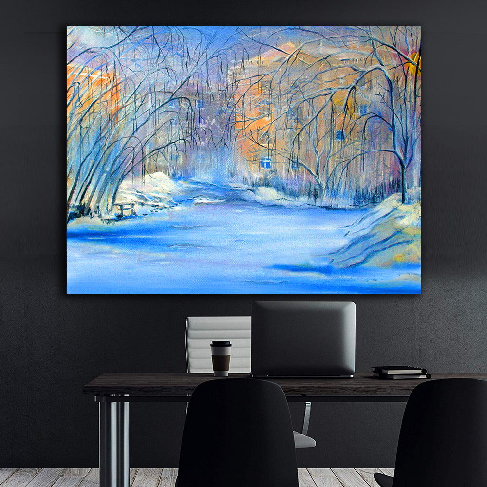 Canvas Painting - Winter in the Forest Landscape