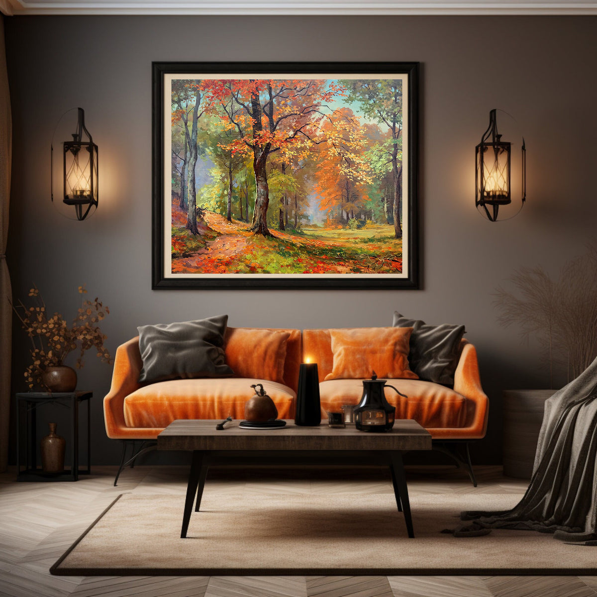 Canvas Painting - Autumn in the Forest Landscape