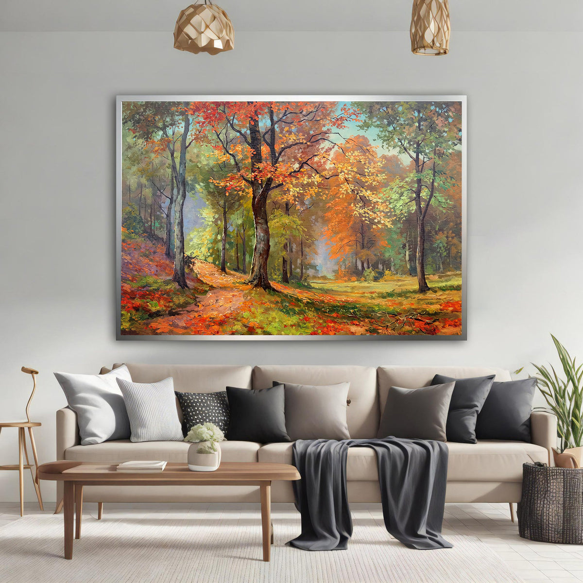 Canvas Painting - Autumn in the Forest Landscape