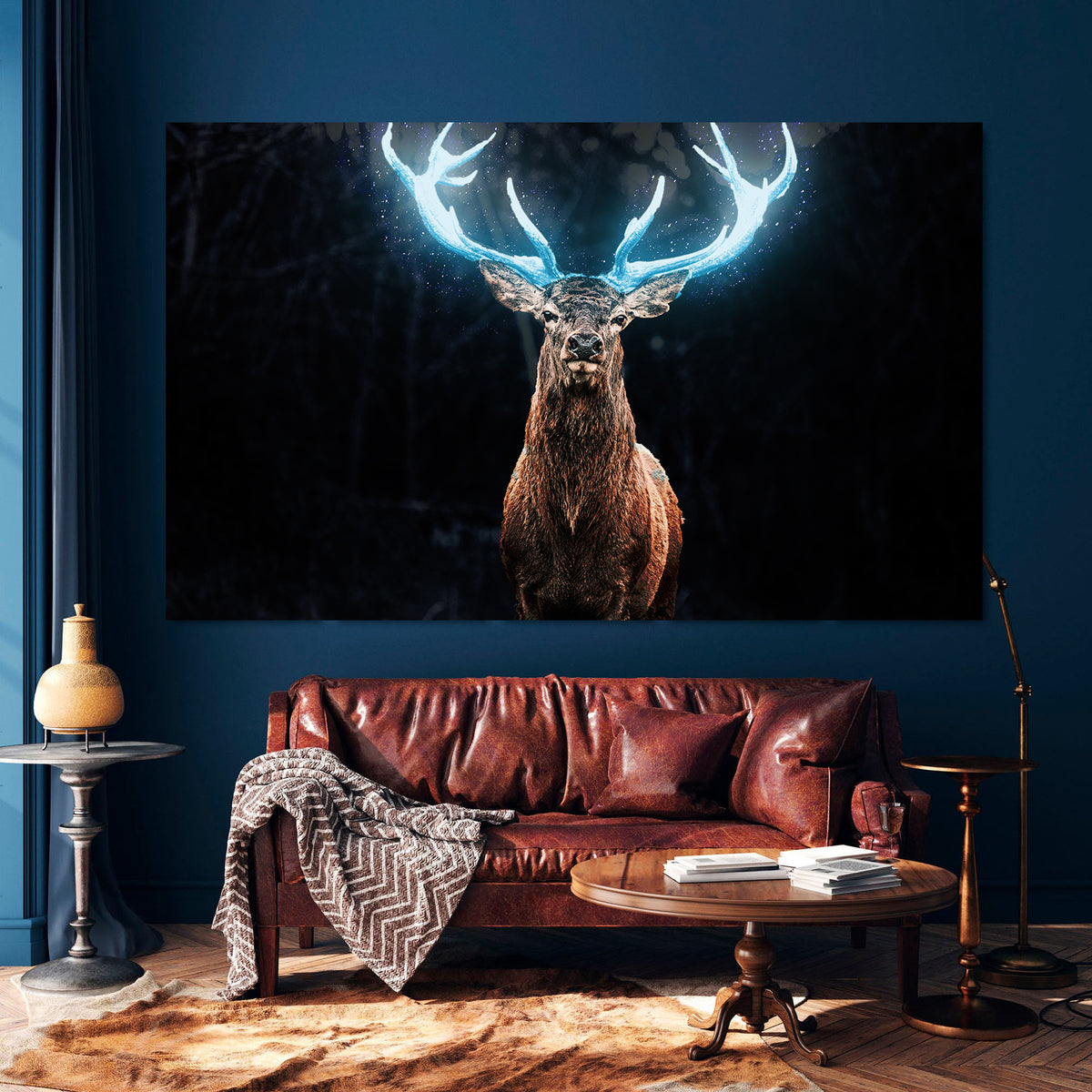 Canvas Painting - Deer with Blue Antlers