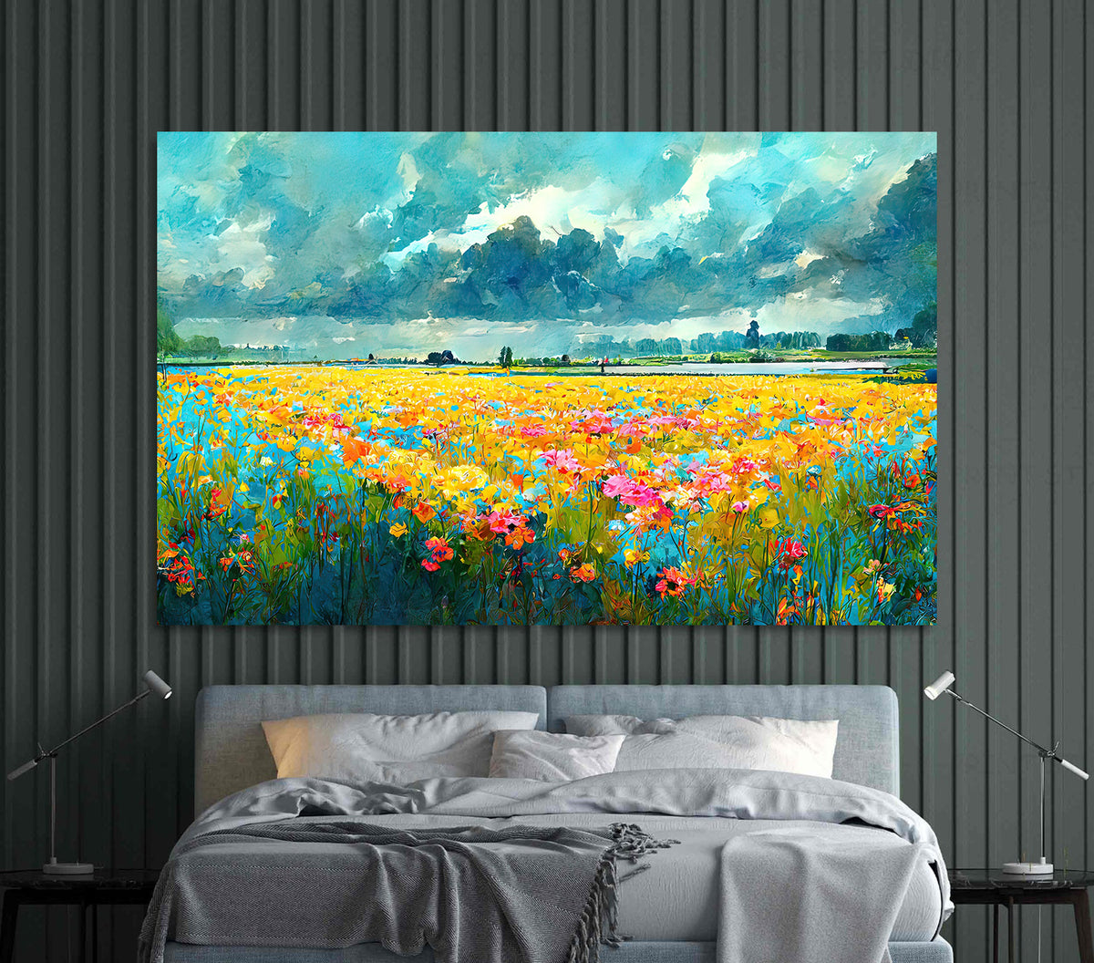 Canvas Painting - Field with Flowers