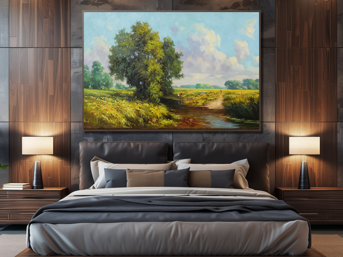 Canvas Painting - Trees by the River