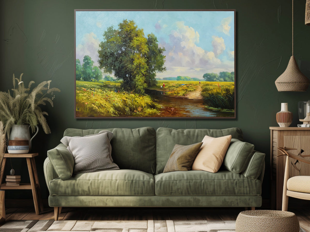 Canvas Painting - Trees by the River