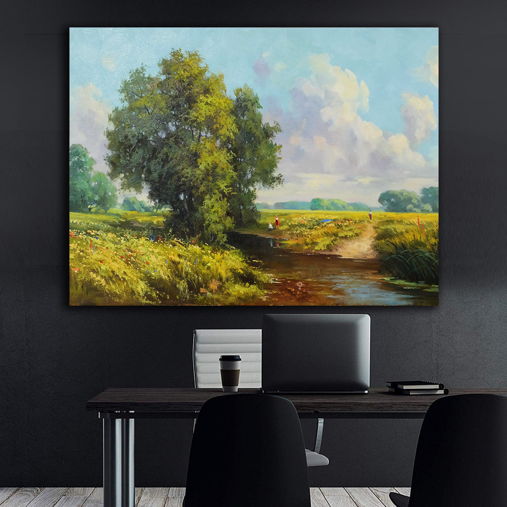 Canvas Painting - Trees by the River