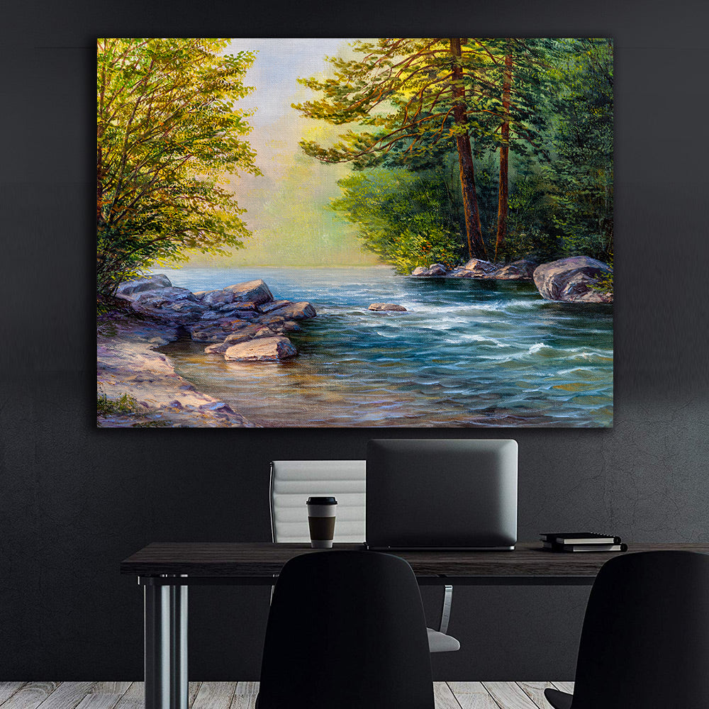 Canvas Painting - River in the Forest