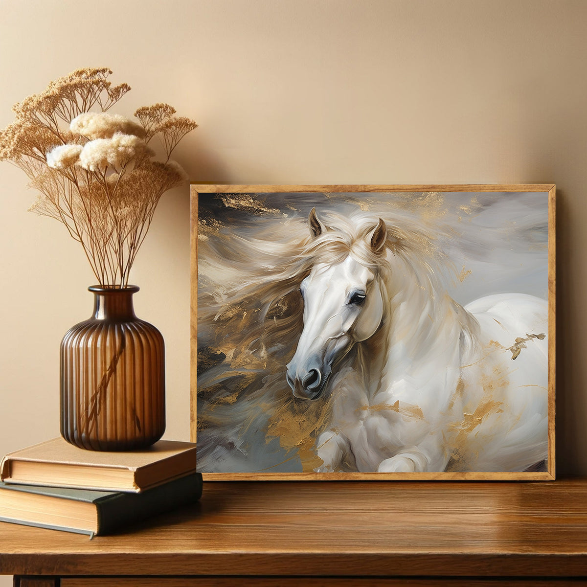 Canvas Painting - Sporty White Horse