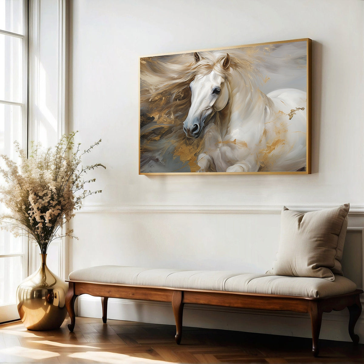 Canvas Painting - Sporty White Horse