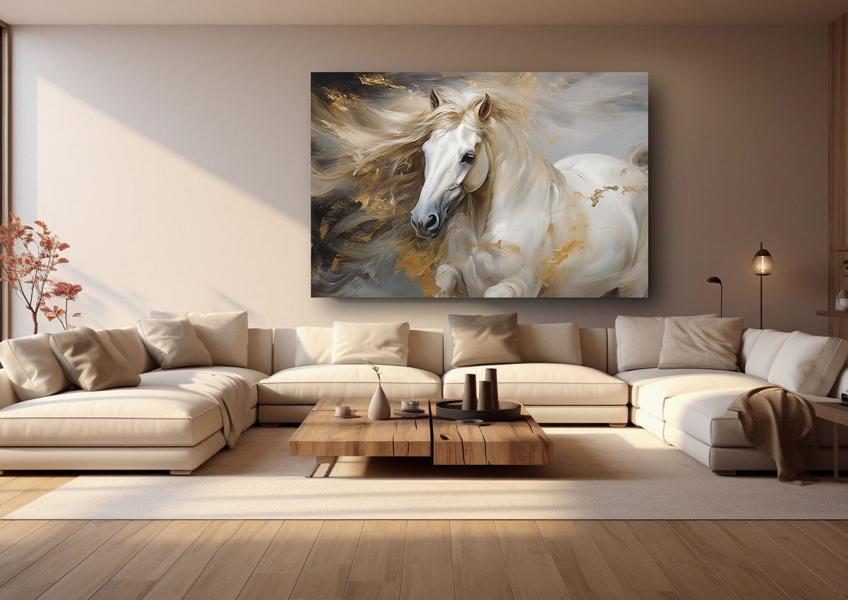 Canvas Painting - Sporty White Horse