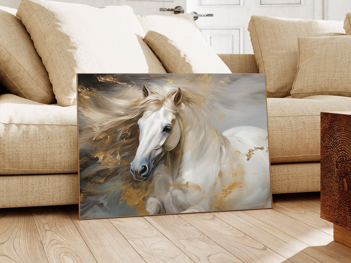 Canvas Painting - Sporty White Horse