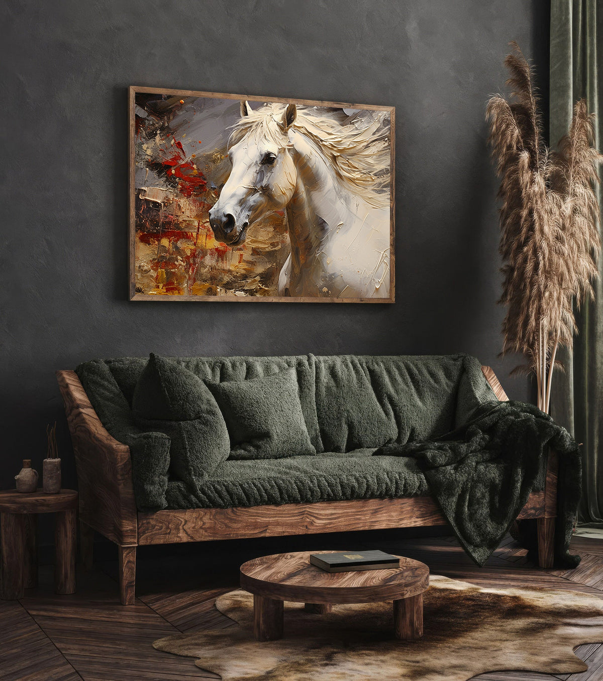 Tablou Canvas - Cal Alb si Auriu