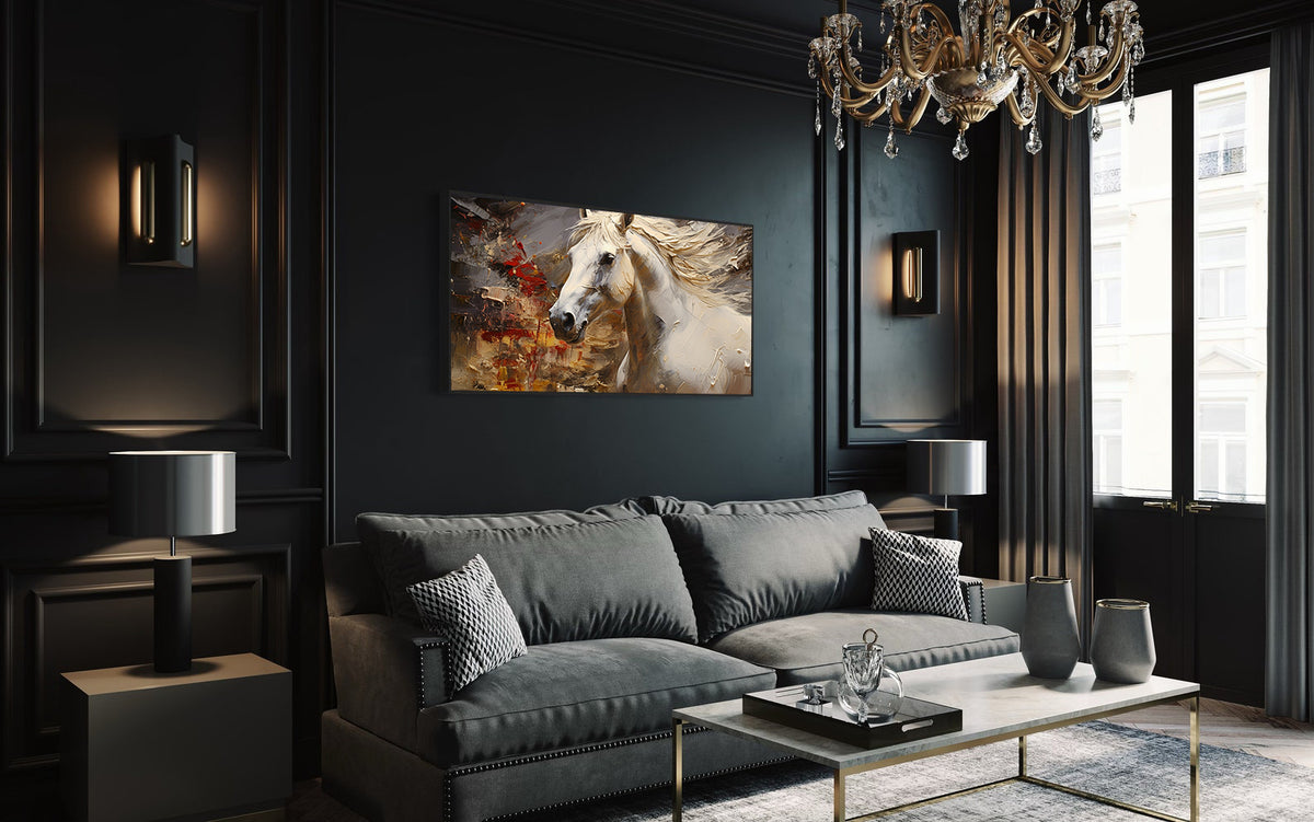 Tablou Canvas - Cal Alb si Auriu