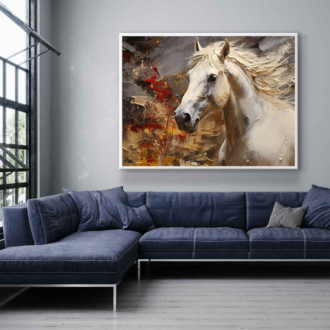 Tablou Canvas - Cal Alb si Auriu