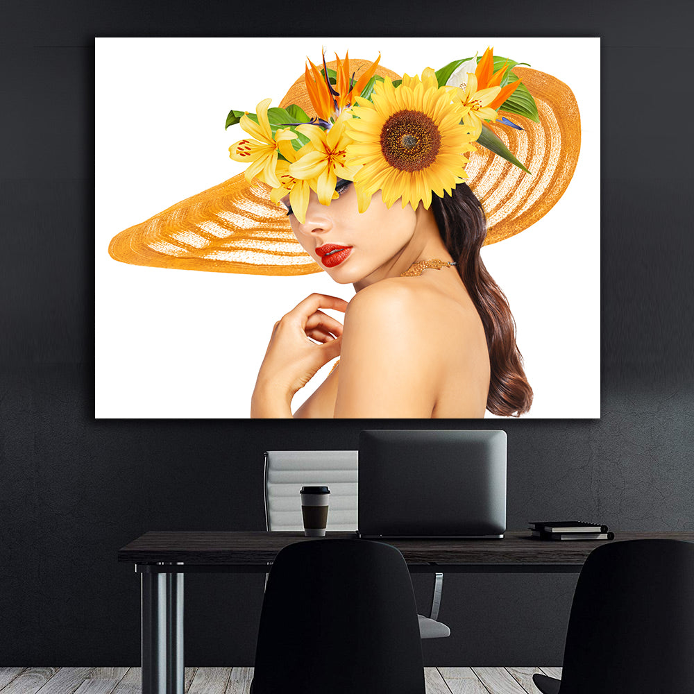 Canvas Painting - Woman with Hat Portrait