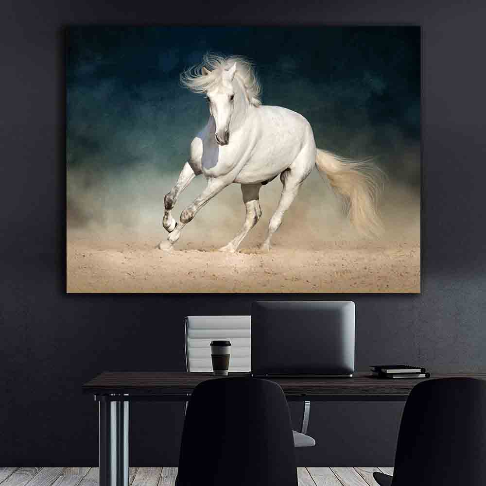 Canvas Painting - Running White Horse