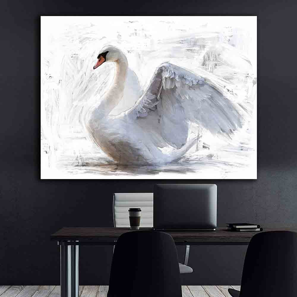 Canvas Painting - White Swan