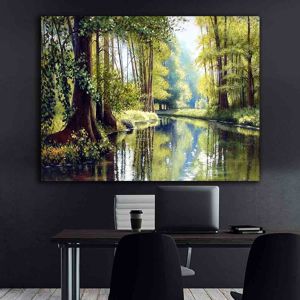 Canvas Painting - Summer Landscape with River