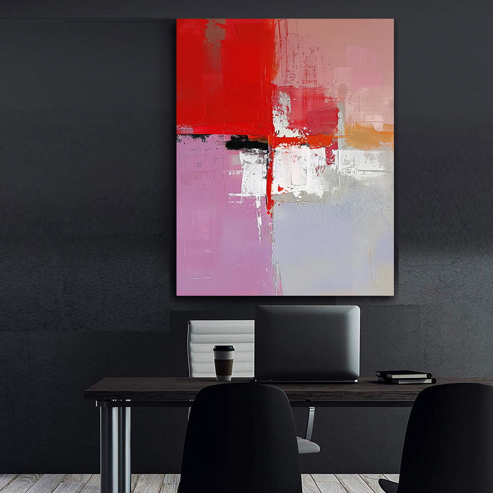 Canvas Painting - Vivid Red Abstract Art