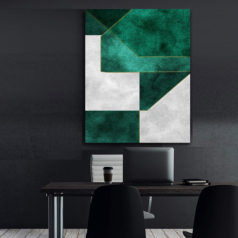 Canvas Painting - Green Geometric Art