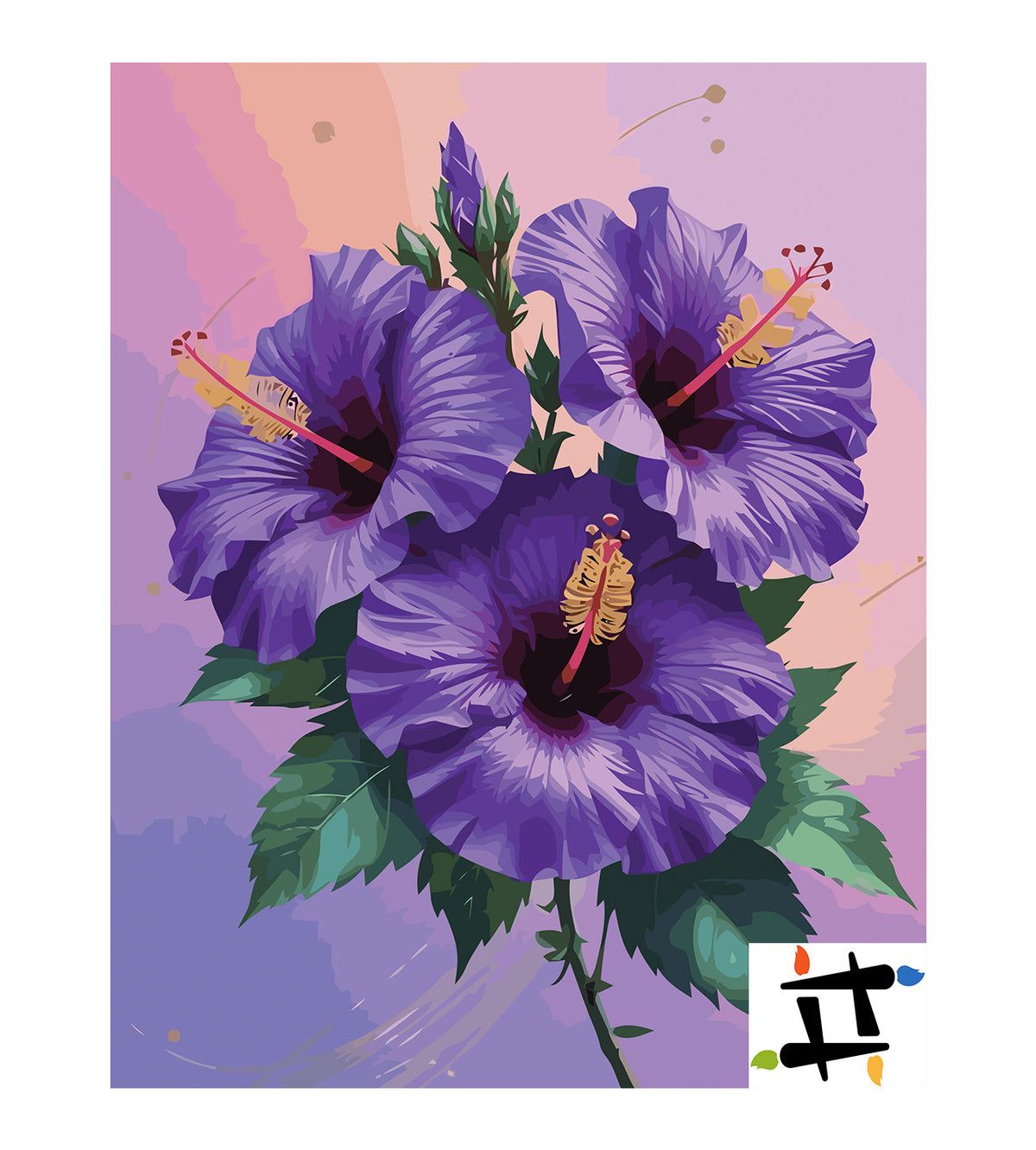 Pictura pe Numere – Trio de hibiscus 7177