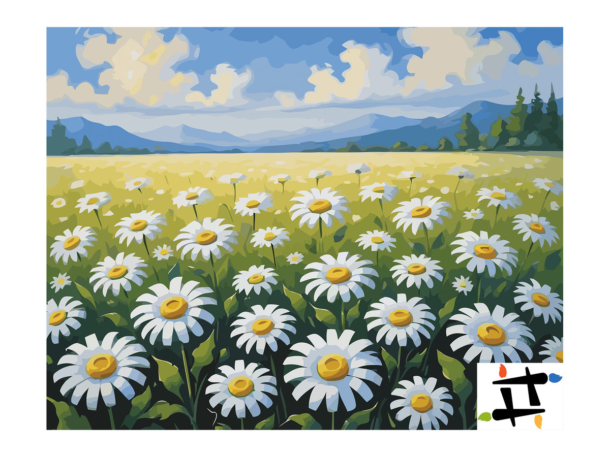 Pictura pe Numere – Orizont cu margarete 7213