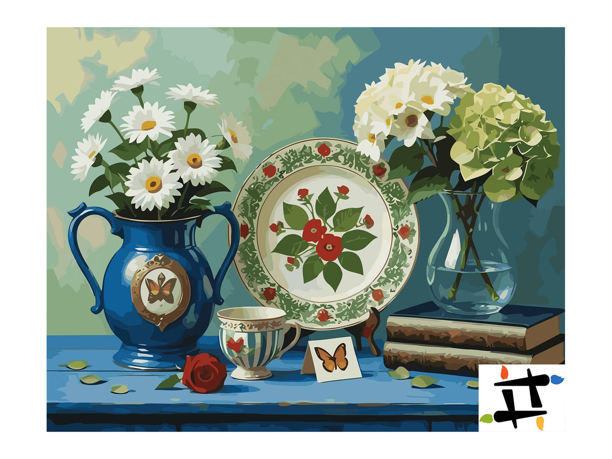 Рисуване по номера – Цветя и порцелан 7227