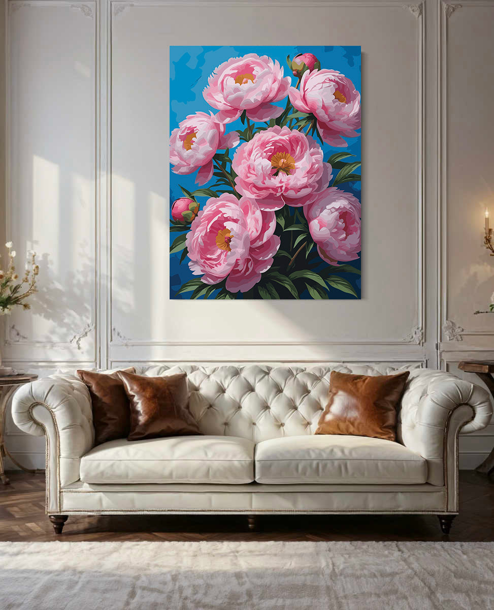 Pictura pe Numere – Bujori roz 6895