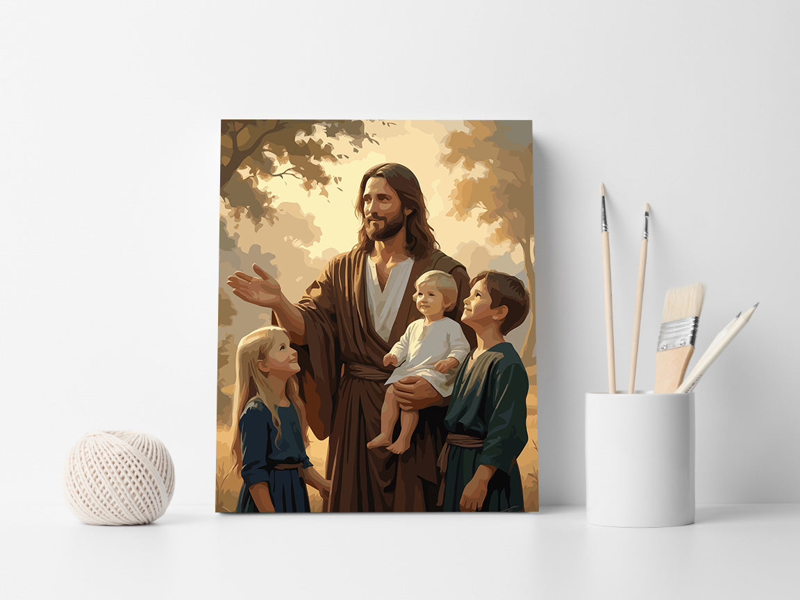 Pictura pe Numere – Iisus Binecuvantand Copiii 6319