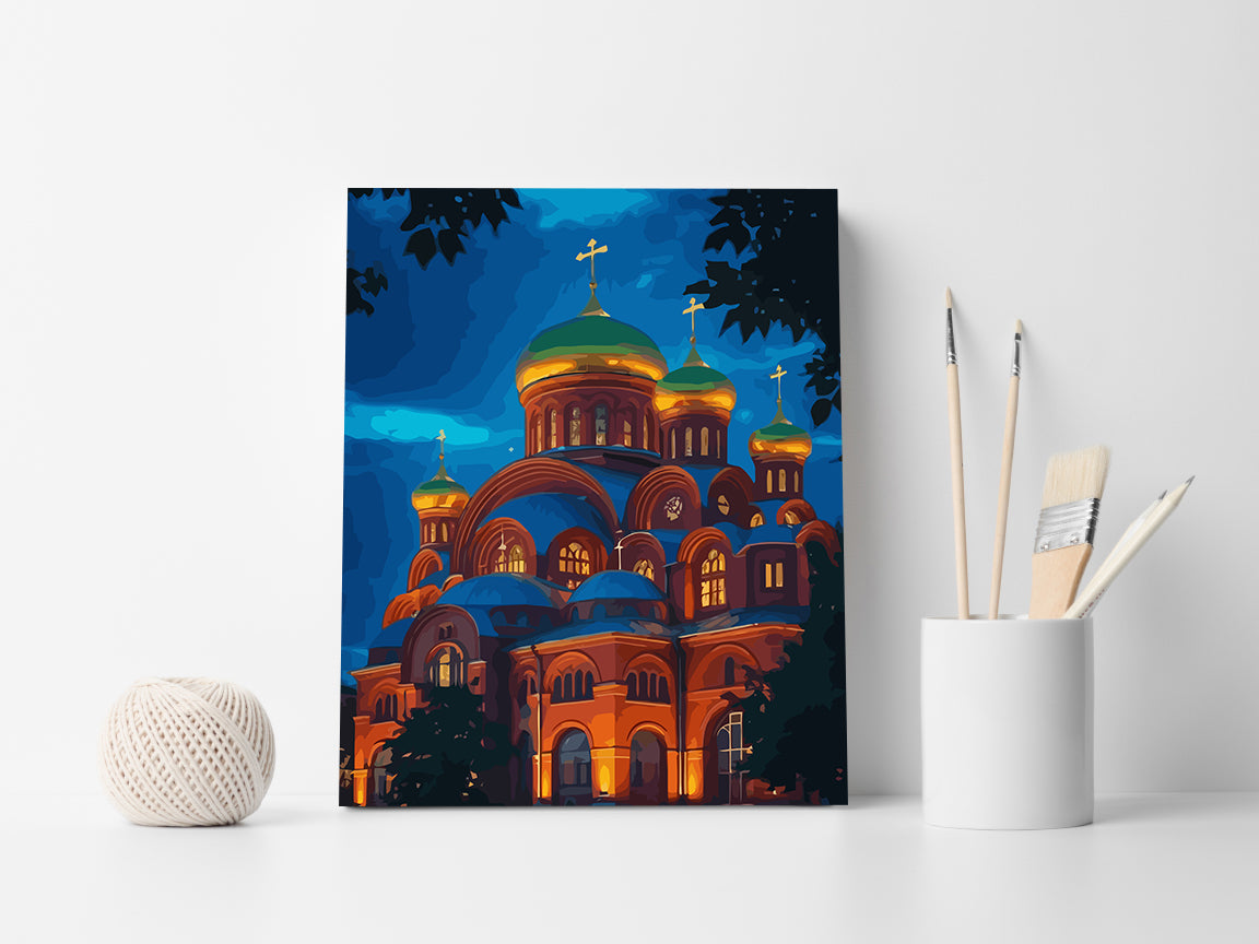 Рисуване по номера – Византийска катедрала със златни куполи 6328
