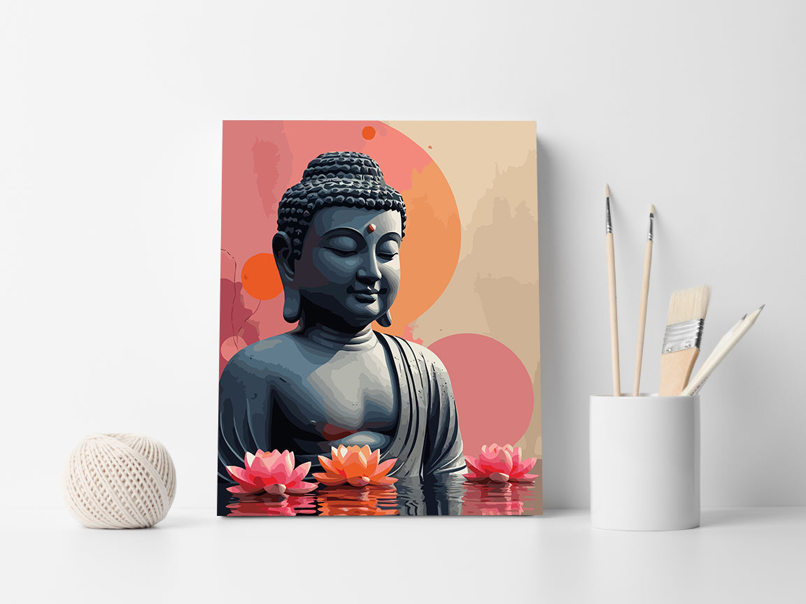 Pictura pe Numere – Buddha Cu Flori De Lotus 6303