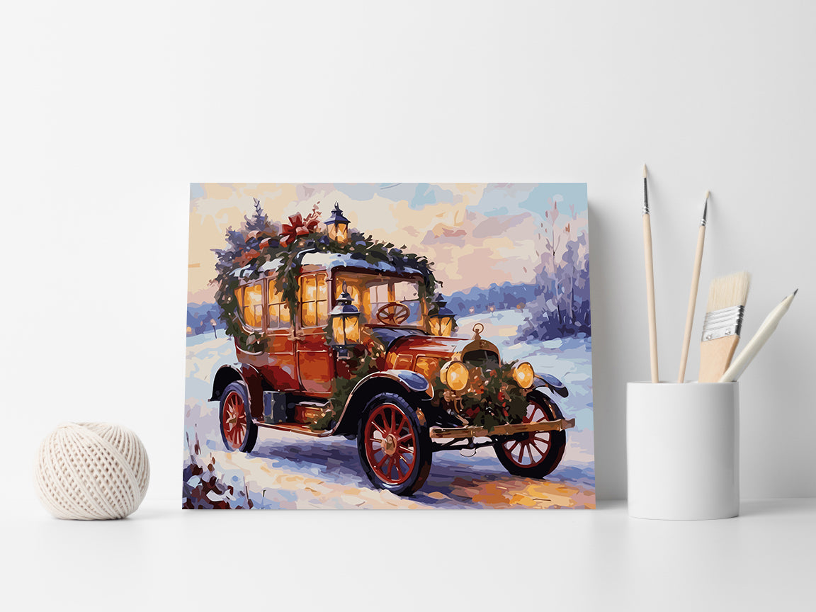 Pictura pe Numere – Masina Retro Iarna 6236